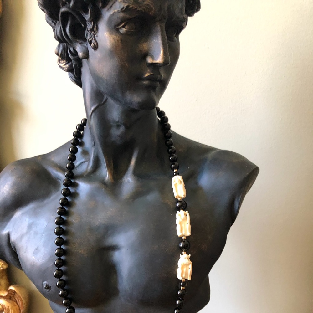 Onyx and bone Necklace